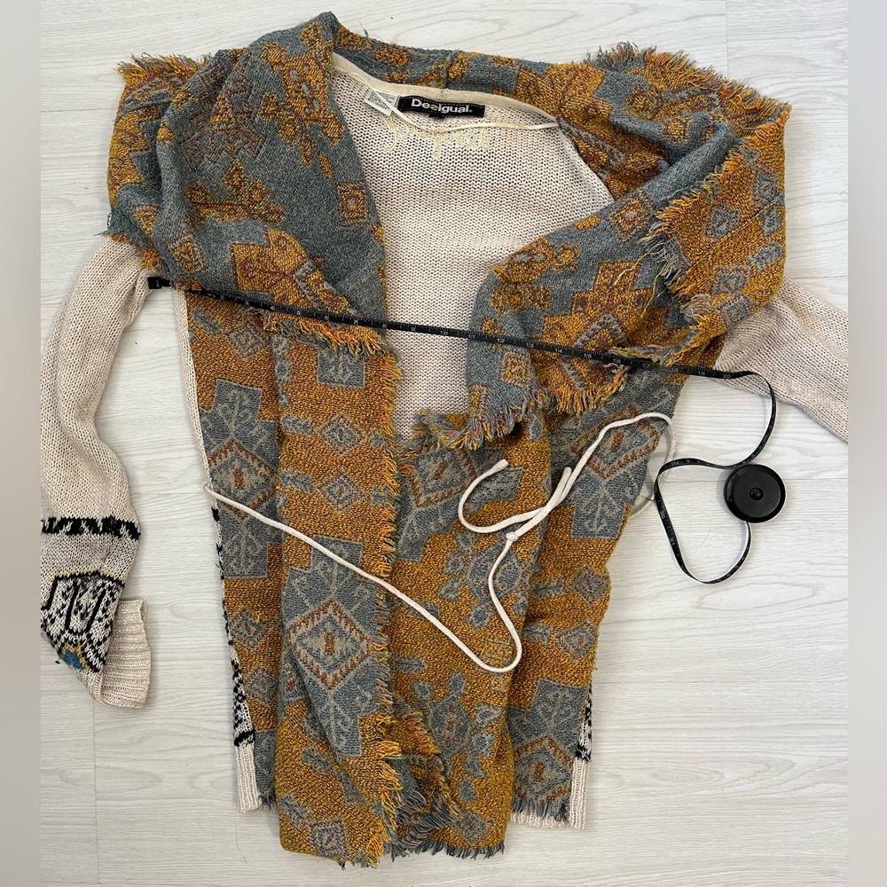 Desigual Jers Aldara Cape Cardigan Sweater with bohemian geometric print - Picture 4 of 4